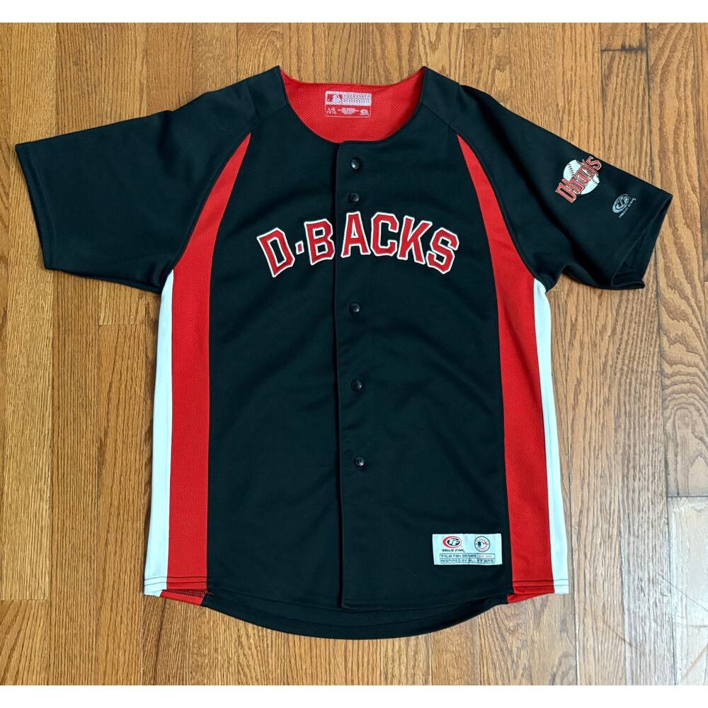Arizona Diamondbacks Youth Jersey True Fan Black Red Button Up Shirt L‎ (10-12)